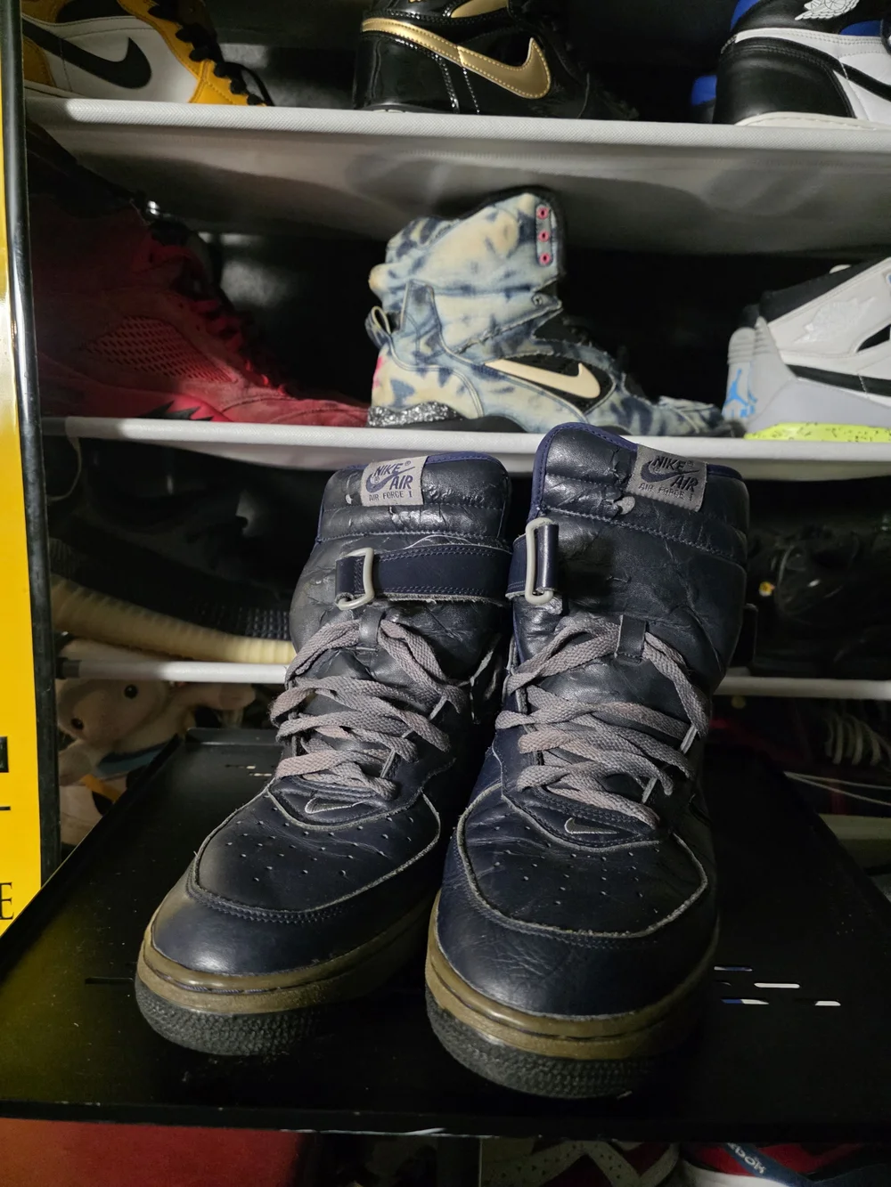 🔥 Nike Air Force 1 High-Top Premium  Sneakers with Orange Swoosh Size 14 - Picture 4 of 11